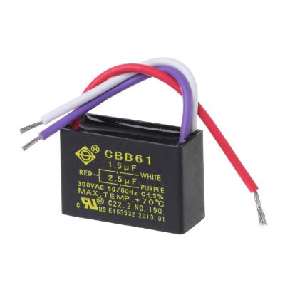 CRE✿ Black CBB61 1.5uF+2.5uF 3 Wires AC 250V 5060Hz Capacitor For Ceiling Fan