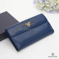 PRADA VITELLO 1MH133 LONG BLUE SAFFIANO GHW