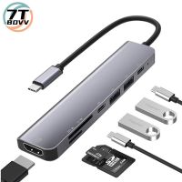 USB 3.1Type-C HDTV 4K 60Hz Veo USB 3.0 USB2.0 SD ช่องบัตร TF SD เครื่องอ่านการ์ด USB ข้อมูลอะแดปเตอร์ฮับชาร์จไฟ PD 7 In 1สำหรับ Macbook