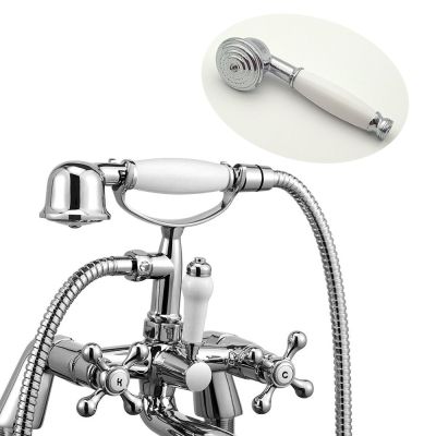 Zloog Chrome Polished Antique Victorian Style Metal Victoria Bathroom Handheld Shower Head for Bathtub Faucet Showerheads