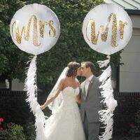 18inch Round White Gold Glitter Print Mr&amp;Mrs LOVE foil Balloons bride to be marriage Wedding Decor Valentines Day Supplies Balloons