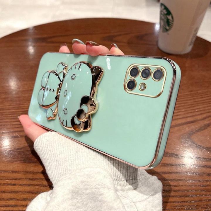 folding-makeup-mirror-phone-case-for-samsung-galaxy-a31-a51-a71-4g-m51-m31-prime-m30s-case-fashion-cartoon-cute-cat-multifunctional-bracket-plating-tpu-soft-cover-casing