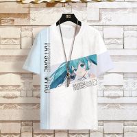 2023 NewHatsune Miku เสื้อยืดแขนสั้นผู้ชาย Plus Size Summer Cartoon Top