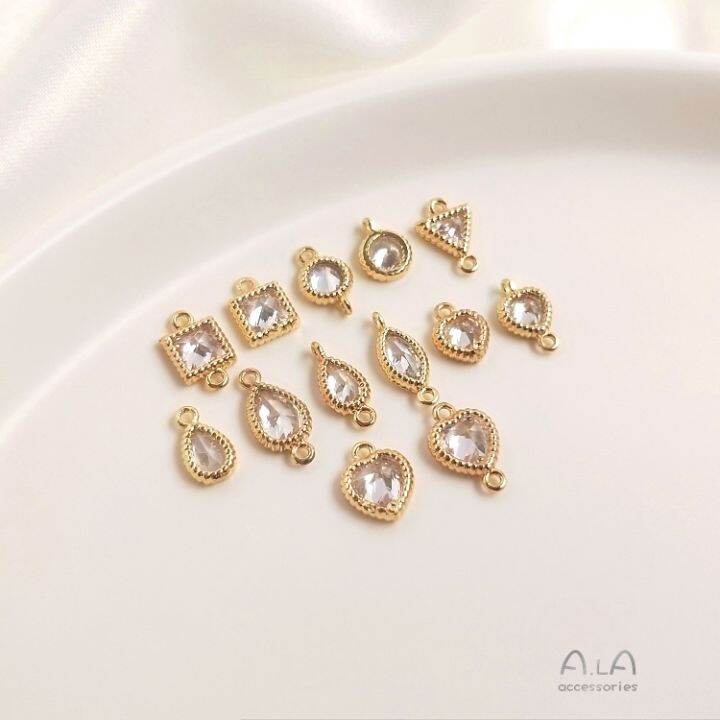 เครื่องประดับ-diyการเก็บรักษาสี-14k-ชุบทองฝังรักรูปหัวใจรูปทรงเรขาคณิตสี่เหลี่ยมจี้เพทายรูปหยดน้ำ-diy-อุปกรณ์เครื่องประดับ-จี้-ลูกปัดห้อย