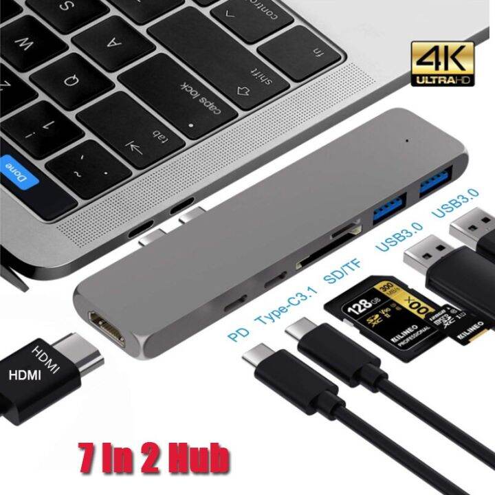 usb-คู่ฮับต่อพ่วง-c-thunderbolt-3-dock-พร้อม4k-hdmi-gigabit-ethernet-rj45-1000m-tf-ตัวอ่าน-sd-100w-pd-สำหรับ-macbook-pro-air-m1-feona