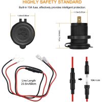 12V USB Outlet, Dual 3.0 USB Car Charger with Switch, 36W USB Waterproof Power Outlet Charger(with 1.1Inch Puncher)