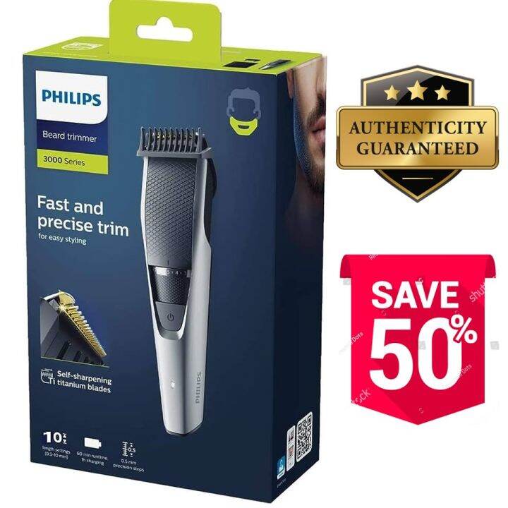 Philips Beard & Stubble Trimmer for Men Series 3000 Fast and Precise