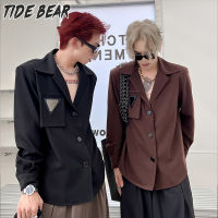 TIDE BEAR เสื้อแจ็กเก็ตผู้ชายเสื้อเชิ้ตผู้ชายฤดูใบไม้ผลิใหม่อเนกประสงค์และเรียบง่ายด้วยแขนยาวสีทึบ