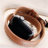 ✒❧ Band For Apple Watch 8 41mm Double Tour Leather Strap 45mm 42mm 44mm Series 7 6 Se 5 4 3 2 For iWatch 6 38mm 40mm Fashion Correa