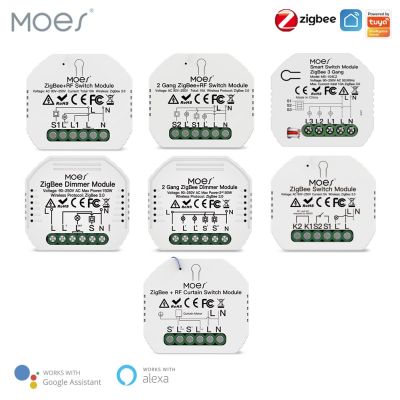 MOES Tuya ZigBee 3.0 Smart Light Switch Relay Module 1/2/3 Gang Smart Life/Tuya App Control  Works with Alexa Google Home Yandex Power Points  Switche