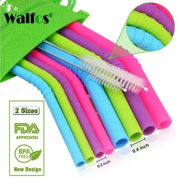 1pc Silicone Drinking Straws, Small Size, Bendy, With Cleaning Brush