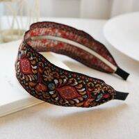 1PC Women Bohemian Ethnic Embroidered Floral Ribbon Hairbands Headband Hair Accessories Beautiful Ethnic Pattern Wide Turban