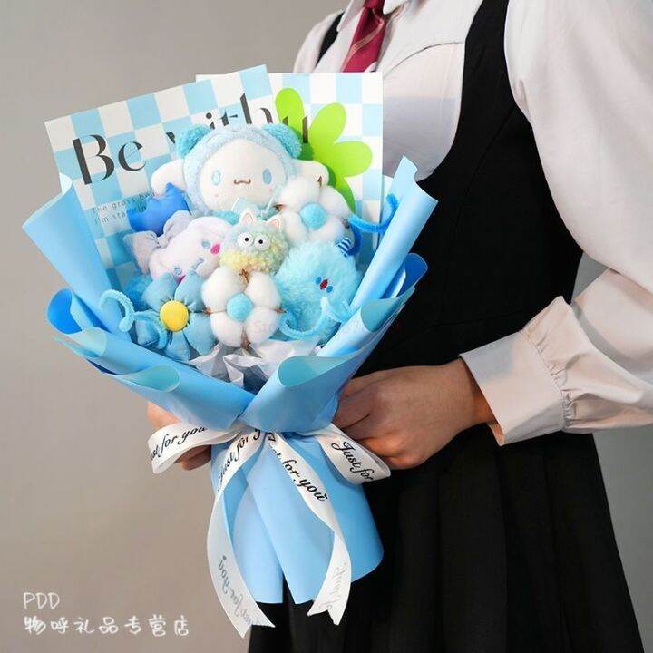 aeozad-cartoon-bouquet-para-menina-kitty-cinnamoroll-kuromi-pochacco-melody-anime-girl-bonito-kawaii-presentes-de-anivers-rio-novo