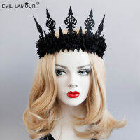 Dark Gothic Black Crown แม่มดฮาโลวีน Masquerade Masquerade Performance Garland แถบคาดศีรษะ FD-95