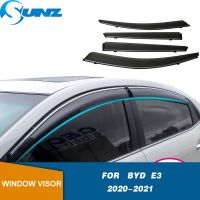 คิ้วกระจกรถ Se สำหรับ BYD E3ที่บังหน้าต่างประตูรถ2020 2021ที่บังแดดลมฝนแผ่นหักเหช่องระบายอากาศมีเฉดสีแสงแดดที่บังแดด