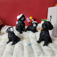 Resin Crafts with Christmas Ball Hat Dog Ornaments Childrens Christmas Gifts Home Decoration Animal Furnishings