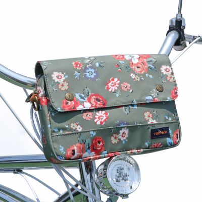 กระเป๋าแฮนด์จักรยาน Tourbon กระเป๋าโครงรถจักรยานผ้าใบกันน้ำกระเป๋าติดจักรยานประดับดอกไม้ขี่จักรยาน