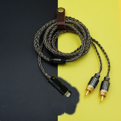 Usb lightning hifi 3.5mm to 2rca cable dual high end silver-plated PC Mobilephone Amplifier Interconnect to RCA Cable for phone