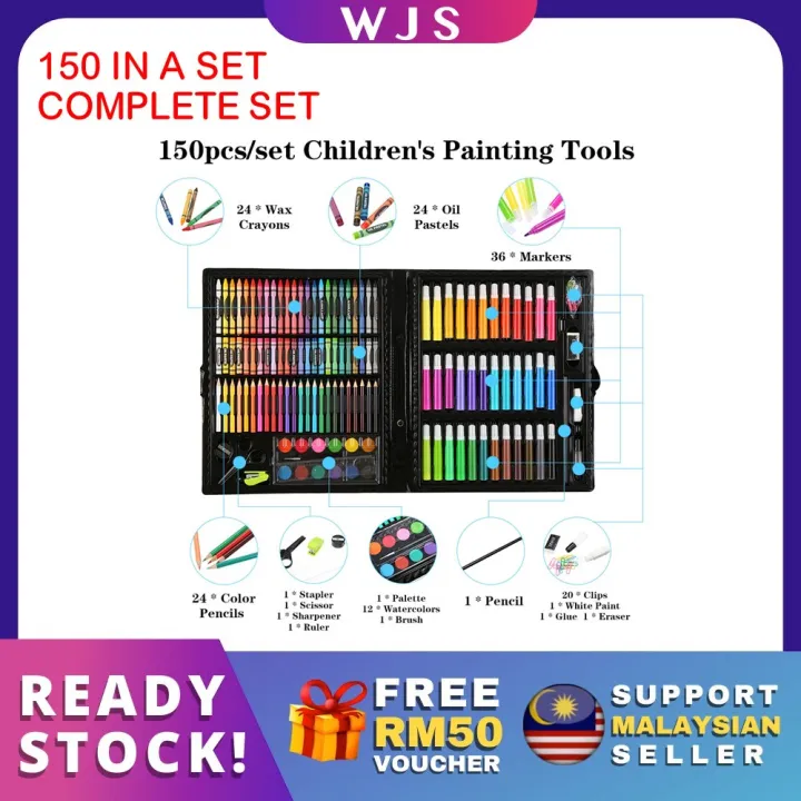 150Pcs/Set Kids Art Drawing Painting Tool Marker Pens Wax Crayon Oil Pastel  Gift Drawing Set, 150 Pieces Art Set for Painting Including Oil Pastels,  Watercolor, Acrylic Paint, Coloured Pencils, for Kids, Beginners