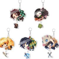 Anime Demon Slayer Kimetsu No Yaiba Keychain Kamado Tanjirou Kamado-Nezuko Tomioka Giyuu Acrylic Key Chain Cute Funny Cartoon