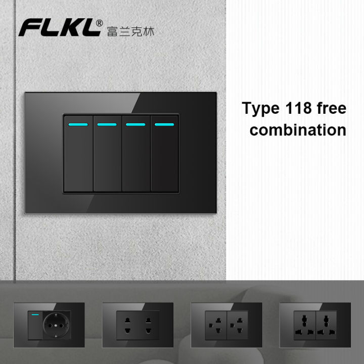 FLKL Wall Light Switch Universal Wall Switches Power Socket 118 Type