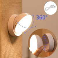 Wireless Round Motion Sensor LED Night Light USB Charging Cabinet Night Lamp Bedside Lights For Bedroom Home Closet Lighting Ceiling Lights