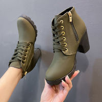 New Spring Winter Women Pumps Boots High Quality Lace-up European Ladies Shoes PU High Heels Boots Fast Delivery