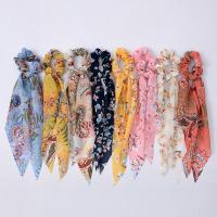 Free Summer Chiffon Floral Hair Scrunchie Hair Accessories For Women Girls Elastic Hair Band Bow Ribbons Ponytail Hair Scarf Hair Accessories