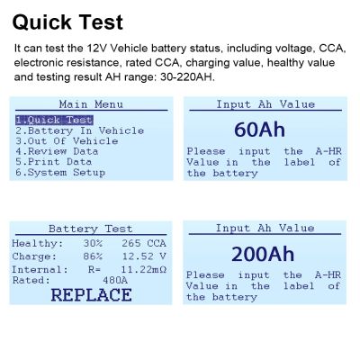 【Asian version】ANCEL BA101 Car Auto Battery Tester 12V Battery yzer 100-2000CCA 220AH Car Diagnostic Tool 汽车电池检测仪