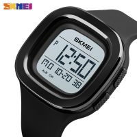 {Miracle Watch Store} SKMEI Square Digital Watches For Mens Chrono Stopwatch Men Wristwatch 2 Time 12/24 Hour Clock PU Band Digital Sport Watch 1580