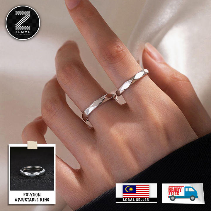 🇲🇾ZEMME🇲🇾 Polygon Ring Adjustable Men Ring Design Fashion