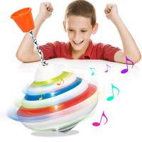 Music Spinning Top Toy Push Down Spinning Top Toy With LED And Music Hand Light Up Spinning Toy Birthday Gifts For Kids Toddlers