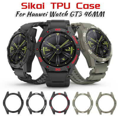 Sikai เคสนาฬิกา Huawei Watch GT3 46Mm,เคส TPU แบบนิ่มเคสป้องกันรอบด้านพร้อมสายนาฬิกาข้อมือสายซิลิโคน