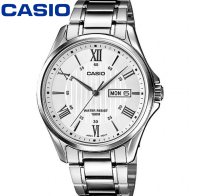 PJ.2/Casio นาฬิกาข้อมือผู้ชาย เลขโรมัน กันน้ำ 100M สายสแตนเลส รุ่น MTP-1384