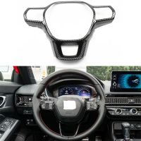 For Honda Civic 11th Gen 2022 Carbon Fiber Interior Steering Wheel Button Switch Panel Cover Trim Decoration Accessories