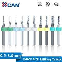 XCAN ชุดเครื่องตัดมิลลิ่ง PCB 0.5-3.0มม. ดอกสว่านคาร์ไบด์10ชิ้นบิตสำหรับอุปกรณ์เจาะเครื่อง PCB