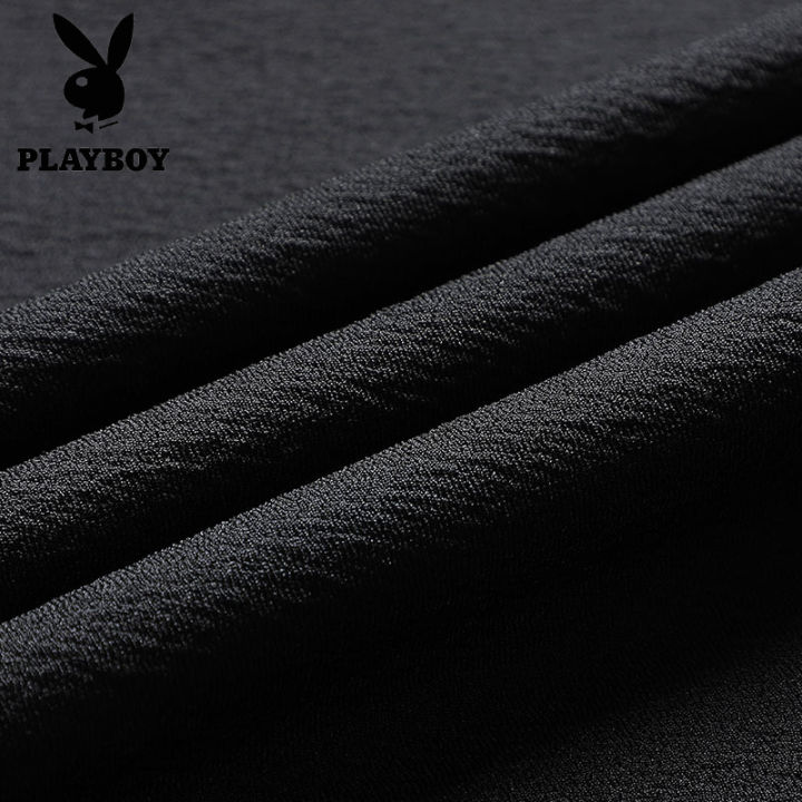 playboy-กางเกงขาสั้นผู้ชาย-กางเกงกีฬาวัยรุ่นกางเกงบาสเก็ตบอลอินเทรนด์แฟชั่นสีดำใส่สบายหล่อสำหรับฤดูร้อน