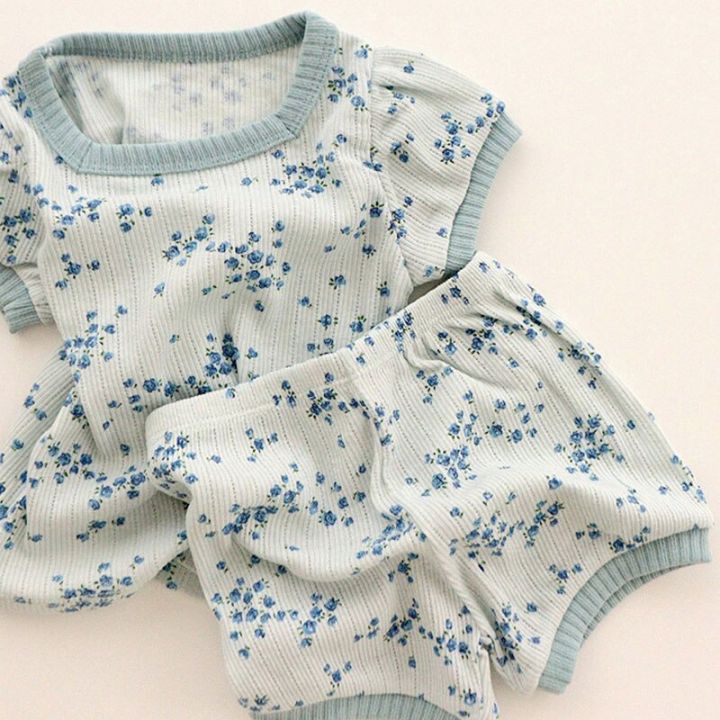 milancel-2021-summer-new-baby-pajamas-floral-sleepsuit-toddler-sleepwaer-infant-2pcs-set