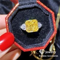 CC Fine Jewelry Rings For Women Yellow Cubic Zirconia Luxury Wedding Engagement Ring Silver Color Drop Shipping CC1665