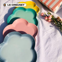 Le Creuset จานเซรามิกสี่สี จาน4ชิ้นรูปดอกไม้ จานขนม จานผลไม้ 23cm