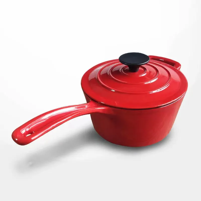  Enameled Cast Iron Saucepan Set for Professional & Home Use -  2.4 Quart - Heavy Duty Non-Stick Saucepan with Lid for Induction Gas Stoves  & All Cooktops (Red): Home & Kitchen