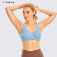 SYROKAN Womens Underwire High Support Plus Size with Adjustable Straps Sports Big Size Running lette Top Shockproof