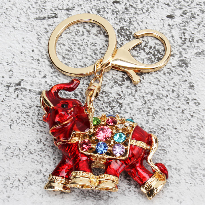 rhinestone-keychain-car-key-holder-drop-elephant-women-bag-ornaments-pendant-small-gift-animal-trendy-alloy-decor