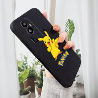 เคสโทรศัพท์สำหรับ OPPO Reno10 Pro + 5G เคสลายการ์ตูน Pikacu Pocket Monster Pikemn สแควร์ปลอกซิลิโคนของเหลวคลุมทั้งหมดเคสป้องกันทนแรงกระแทกกล้อง