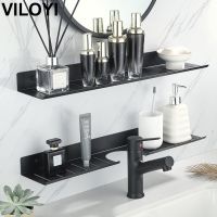 ❒ VILOYI Space Aluminum Shower Shelf Drain Bathroom Organizer Shelves on The Wall Punch Free Shampoo Holder Kitchen Storage Racks