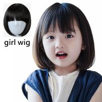 Kids Wigs Childrens Hair Accessories Short Hood for Girls Headgear for Baby Coronet Toddler Black Headdress Reborn Doll Toupee