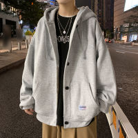 Mens new tooling big pocket velvet thick Korean style sweater couple jacket