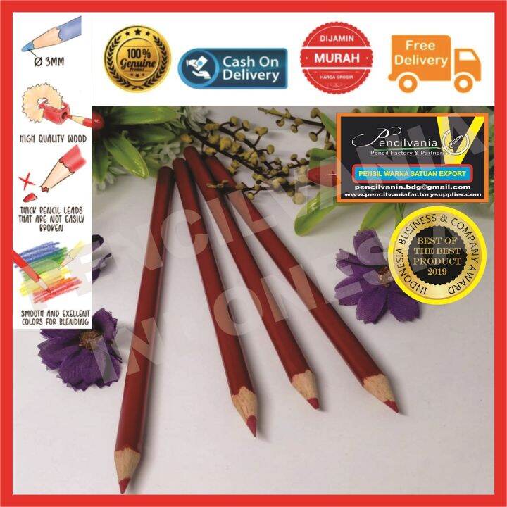 PENSIL WARNA MERAH Panjang Satuan Yang Bagus Lengkap Murah Eceran Empuk