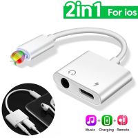 2in1 Audio Adapter for iPhone 11 12 Pro Max XS Aux Jack Headset Lighting 3.5mm to Headphone Splitter Charging Earphone Cable Headphones Accessories