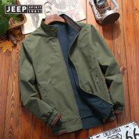 JEEP SPIRIT Coat ผู้ชายฤดูใบไม้ร่วงและฤดูหนาวพ่อเสื้อผ้าผู้ชายฤดูใบไม้ร่วงเสื้อผ้าวัยกลางคนและผู้สูงอายุ Stand Collar สองด้านฤดูใบไม้ร่วง Jacket